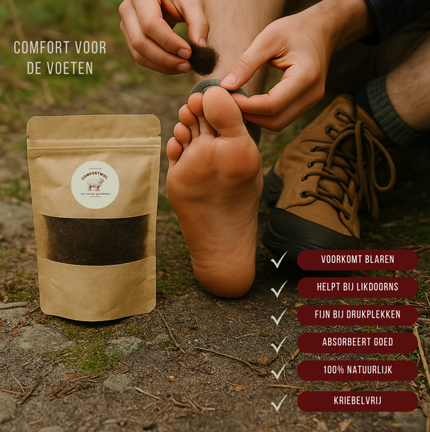 Voetenwol - Antidruk-wol 60 gram - 100% natuurlijke wol - Wandel wol voor voeten