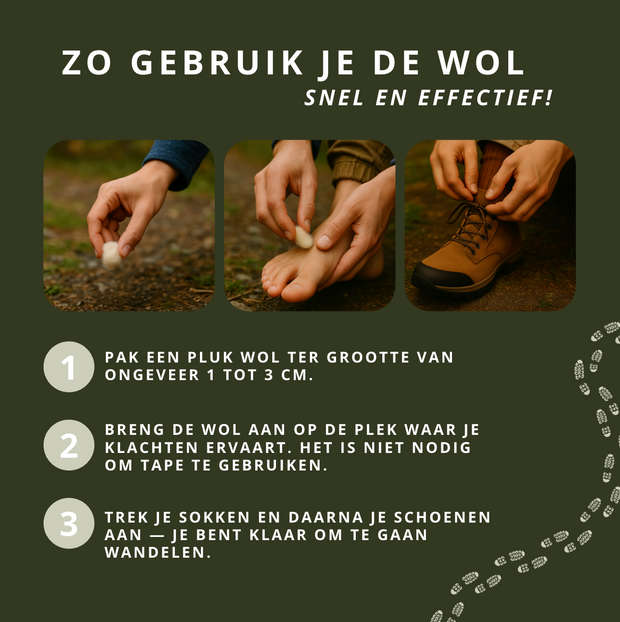 Voetenwol - Antidruk-wol 20 gram - 100% natuurlijke wol - Wandel wol voor voeten